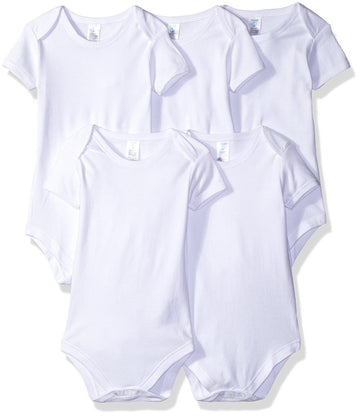 Spasilk Baby 5 Pack Short Sleeve Cotton Bodysuits For Infant And Newborns, White, 9 Months