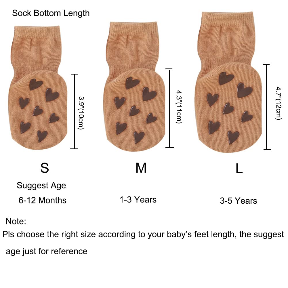 Exegawe Toddler Non Slip Socks, Cute Baby Socks With Grips Crew Socks 5 Pairs(B-5 Mix Colors,M)
