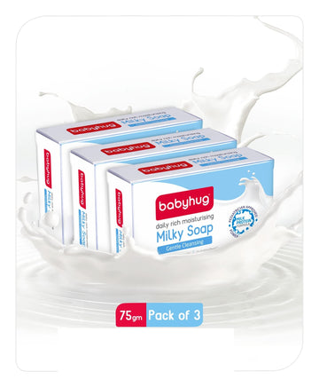 Babyhug Milk Protein Formula Daily Rich Moisturizing Milky Soap -75 Gm (Pack Of 3)
