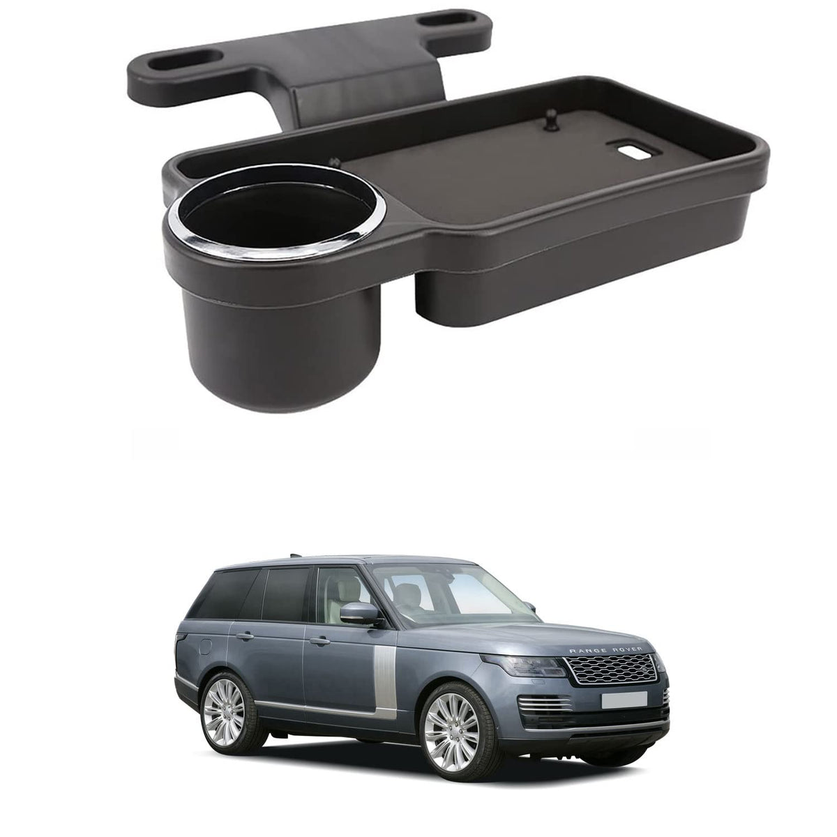 Oshotto (FT04) Foldable Car Auto Headrest Rear Back Seat Table Drink Food Cup Tray Holder Compatible with Rangerover Vogue  Bl