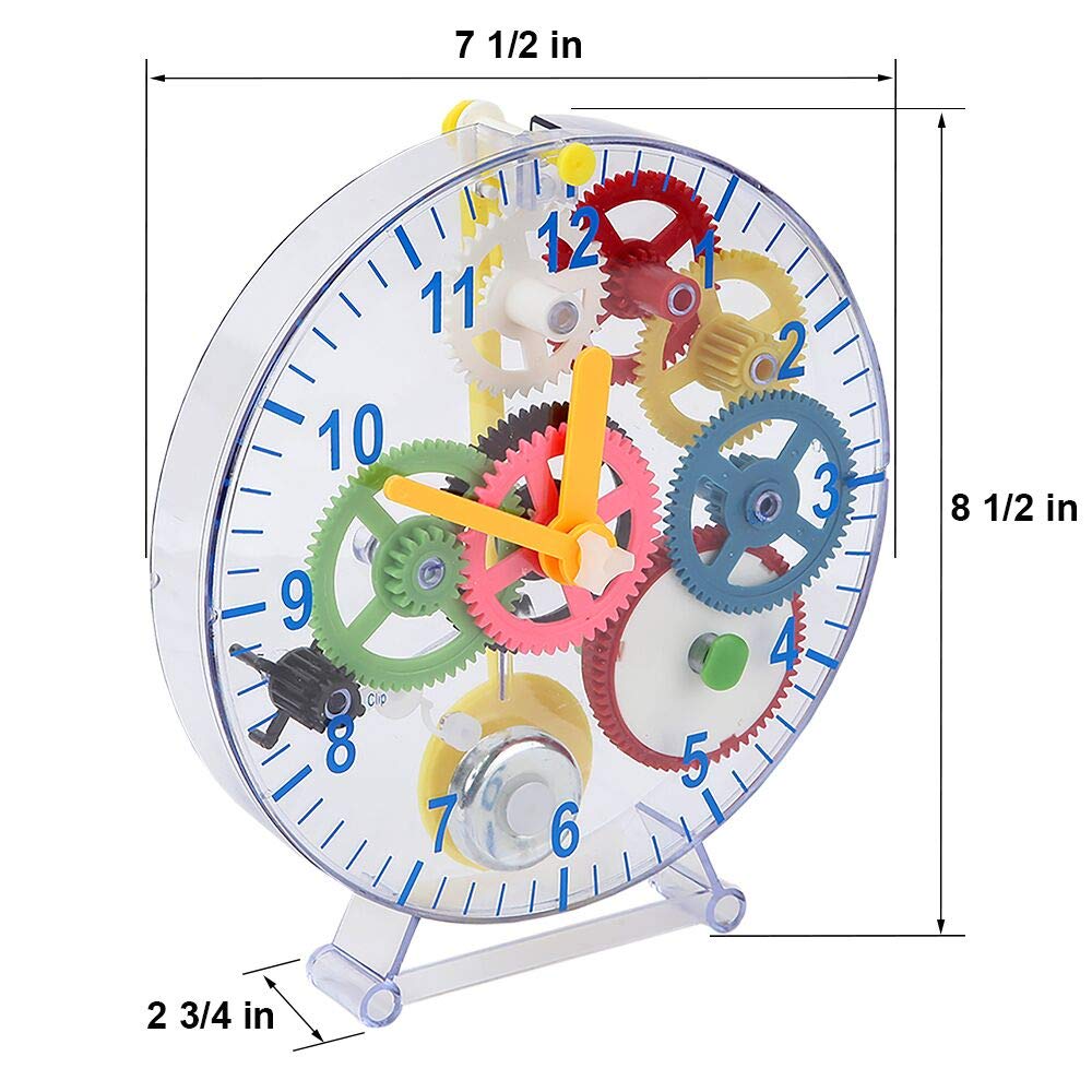 Lilys Home 31 Pieces Do-It-Yourself Childrens First Puzzle Clock Kit, No Batteries Required, Learn How Clock Gears Work, Color