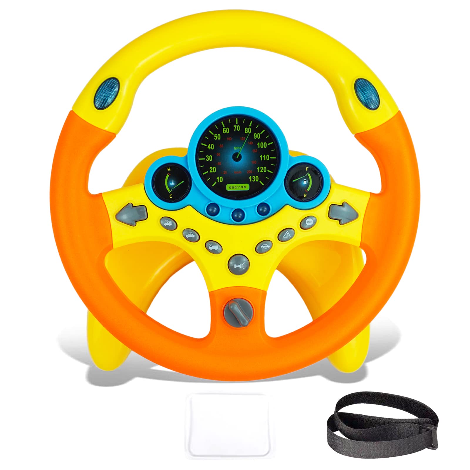 RedCrab Steering Wheel Car Driving Simulated Toy with Light and Music for Kids, Pretend Driving Seat Toys,Baby Electric Early Le
