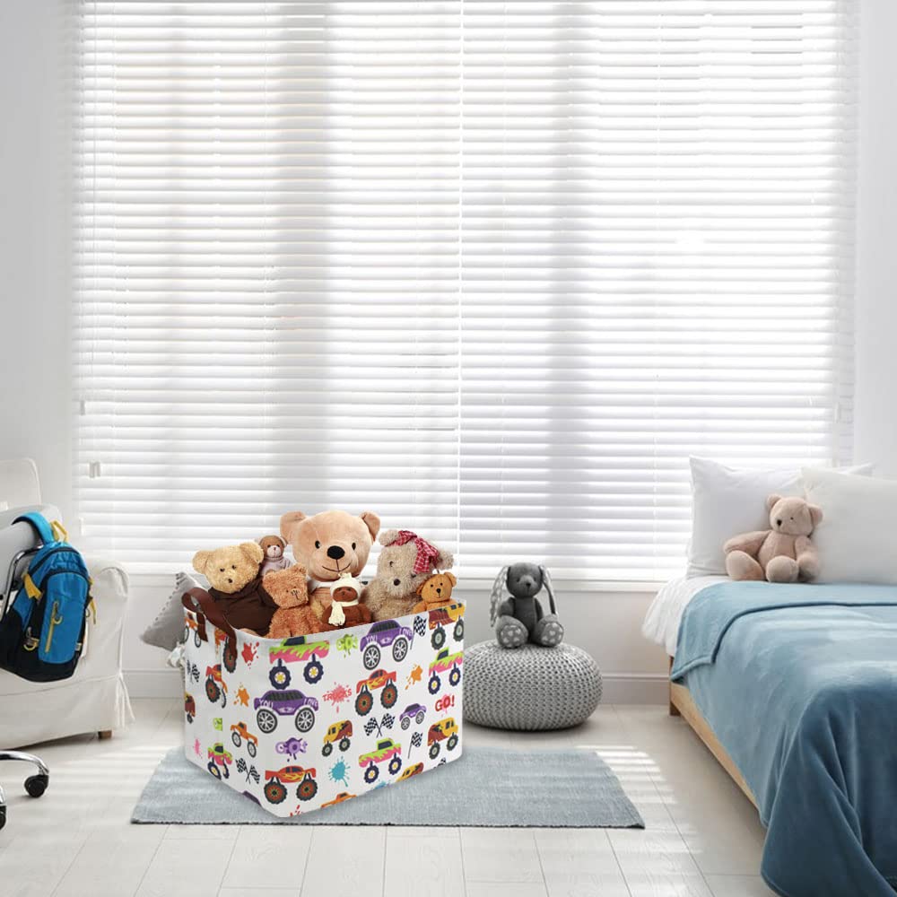 Fxocshe Rectangular Storage Basket With Handles Basket,Baby Room Decor,Cute Pattern Storage Bin,Kids Toy Basket Foldable Nursery