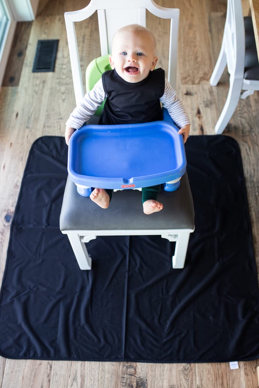 Bapronbaby Minimalist Black Splash Mat - Waterproof Catch-All For Under High Chairs, Floors, Tables, Playtime Or Arts & Crafts -