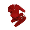 Baby Newborn Girls Boys Long Sleeve Clothes Striped Romper & Pants Set Infant Fall Winter Cotton Outfits (B-Red, 18-24 Months)