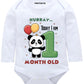Printmate Monthly Milestone 1 Month Birthday Baby Romper | Soft Cotton Bodysuit Dress For Photoshoot (Des_003)
