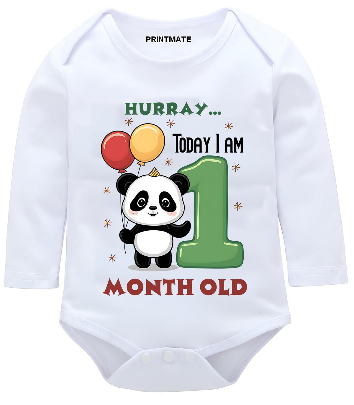 Printmate Monthly Milestone 1 Month Birthday Baby Romper | Soft Cotton Bodysuit Dress For Photoshoot (Des_003)