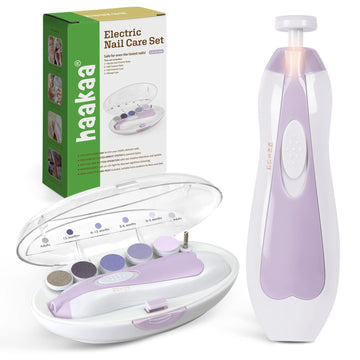 Haakaa Baby Nail Trimmer Electric Baby Nail File Kit With Led Light, Baby Nail Clippers For Newborn/Infants/Adults Toenails And