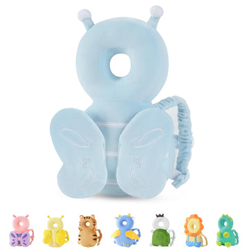JunNeng Baby Head Protector Backpack, Toddler Fall Head Protection Cushion, Blue Butterfly