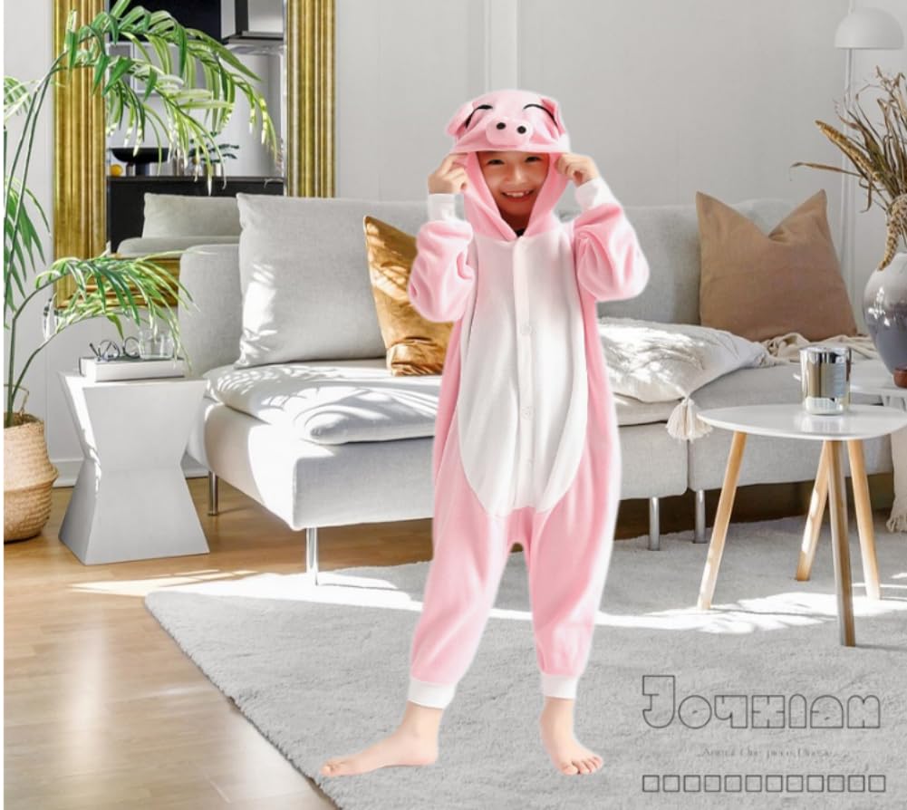 Joyxiam Kids Animal Pig Onesie One Piece Pajamas Halloween Christmas Cosplay Costume Cartoon Pjs (5T