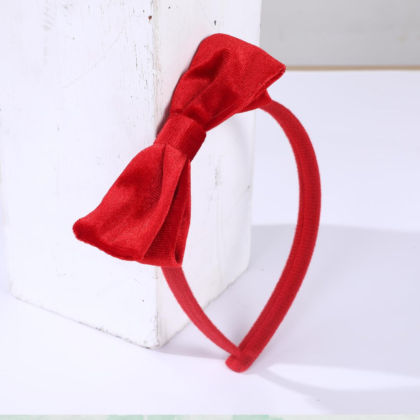 Red Velvet Bow Headband & 2 Pcs 4 Inch Hair Bows Set, Black School Hair Accessories For Little Toddler School Girls (Velvet Red)