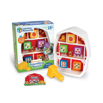 Learning Resources Barnyard Pounding Bench, Farm Animals for Kids, Fine Motor Skills, Montessori Toys, Hammer Toy, Ages 18 Month