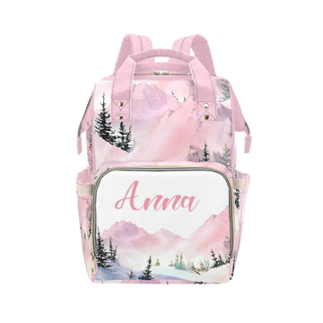 Custom Diaper Bag Backpack for Women, Personalized Name Nursing Mommy Daypack, Diaper Bag for Girls Boys, New Mom Gifts (Mountai