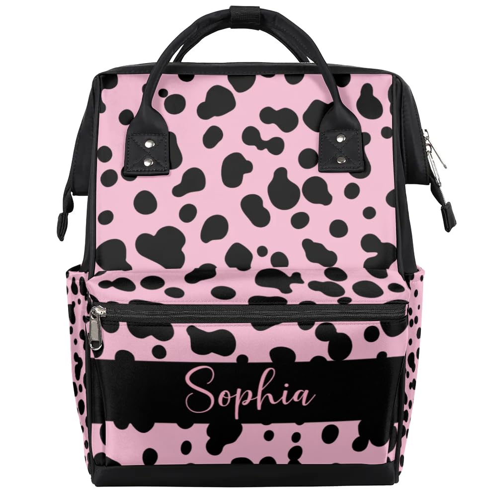 Personalized Baby Boys Diaper Backpack Waterproof Nappy Backpack for Mom Dad Gifts Stroller Nappy Bag 11x7x15.7 inches Pink