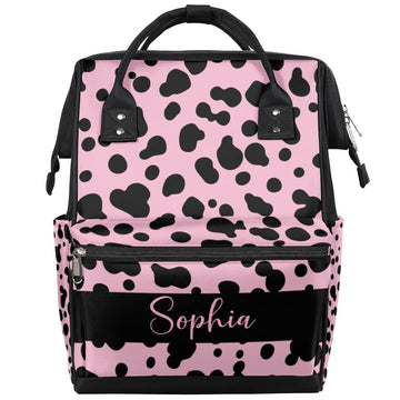 Personalized Baby Boys Diaper Backpack Waterproof Nappy Backpack for Mom Dad Gifts Stroller Nappy Bag 11x7x15.7 inches Pink