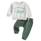 Kupretty Toddler Baby Boy Clothes Valentines Day Outfit Graphic Long Sleeve Crewneck Sweatshirt + Joggers Pants Sets (Luck Club