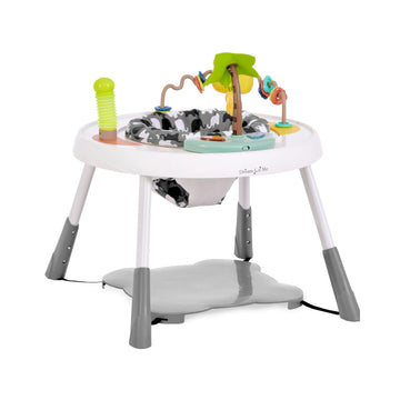 Dream On Me Curio Sit N Seek Baby Activity Center in Grey, 2 in 1 Activity Center and Play Table with 3 Detachable Toys and Musi