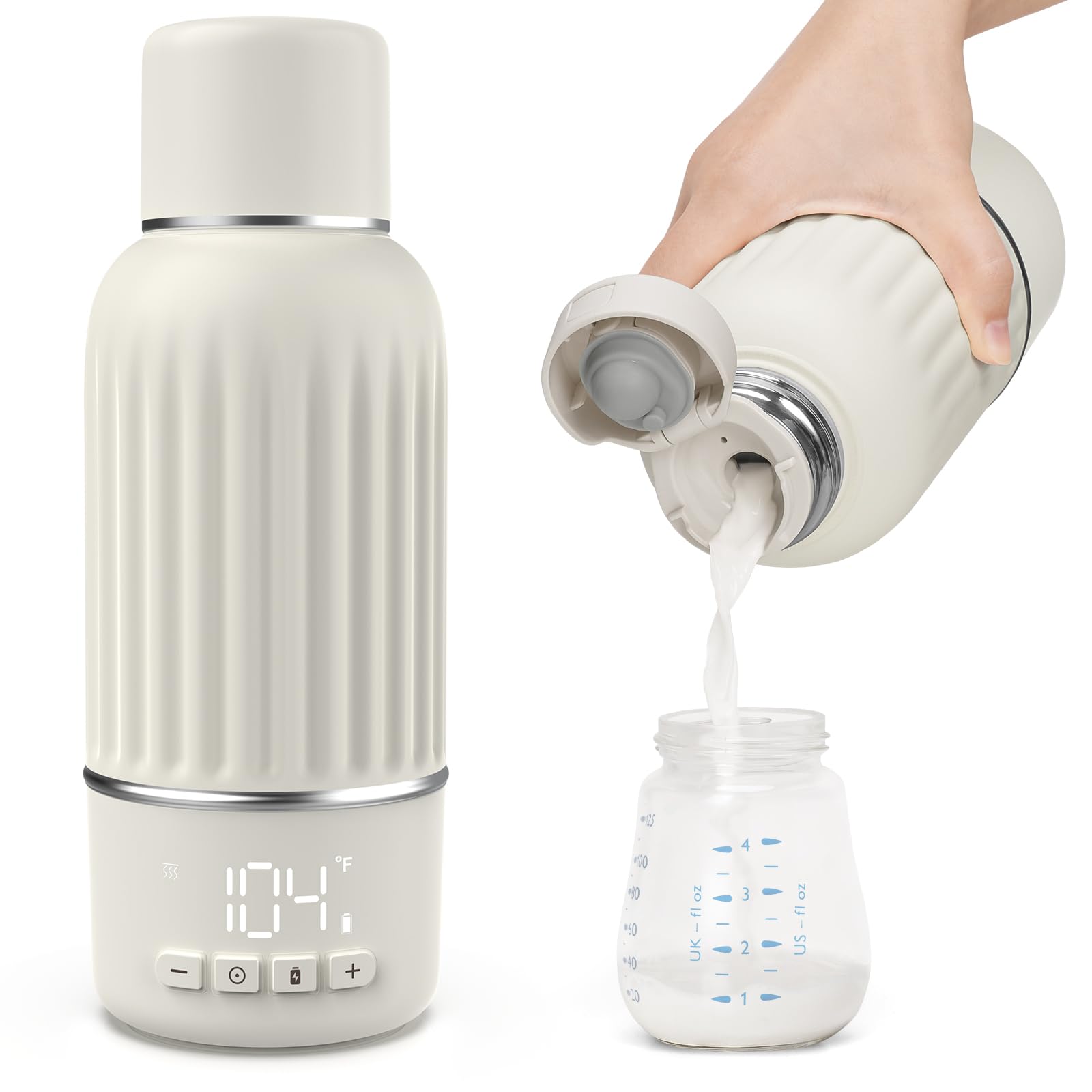 Portable Bottle Warmer for Travel, 2.5 Min Fast Heating for Breast Milk and Formula, Portable Milk Warmer with 10400mAh Long Bat