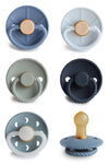 FRIGG Natural Rubber Baby Pacifier 6-Pack Endless Sea | Made in Denmark | BPA-Free (0-6 Months)