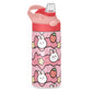 Strawberry Bunny Cute Kids Water Bottle with Straw and Carry Handle Rabbit Stars Pink Vacuum Insulated Stainless Steel Bottles L
