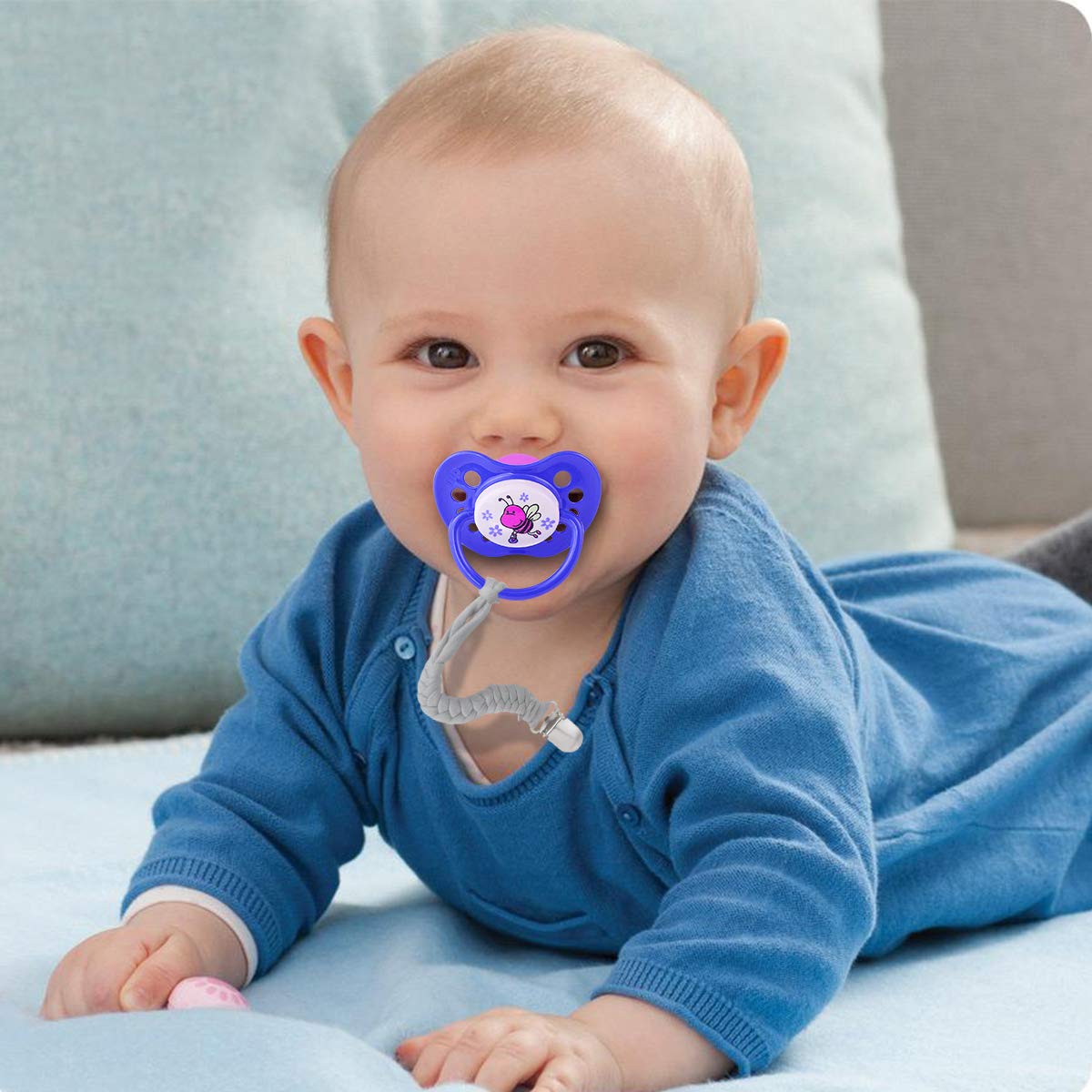 Baby Pacifier Holder For Boys And Girls, Teething Straps Unisex Design, Smoother Clip 100% Handmade Braided, Easy To Use For Tee