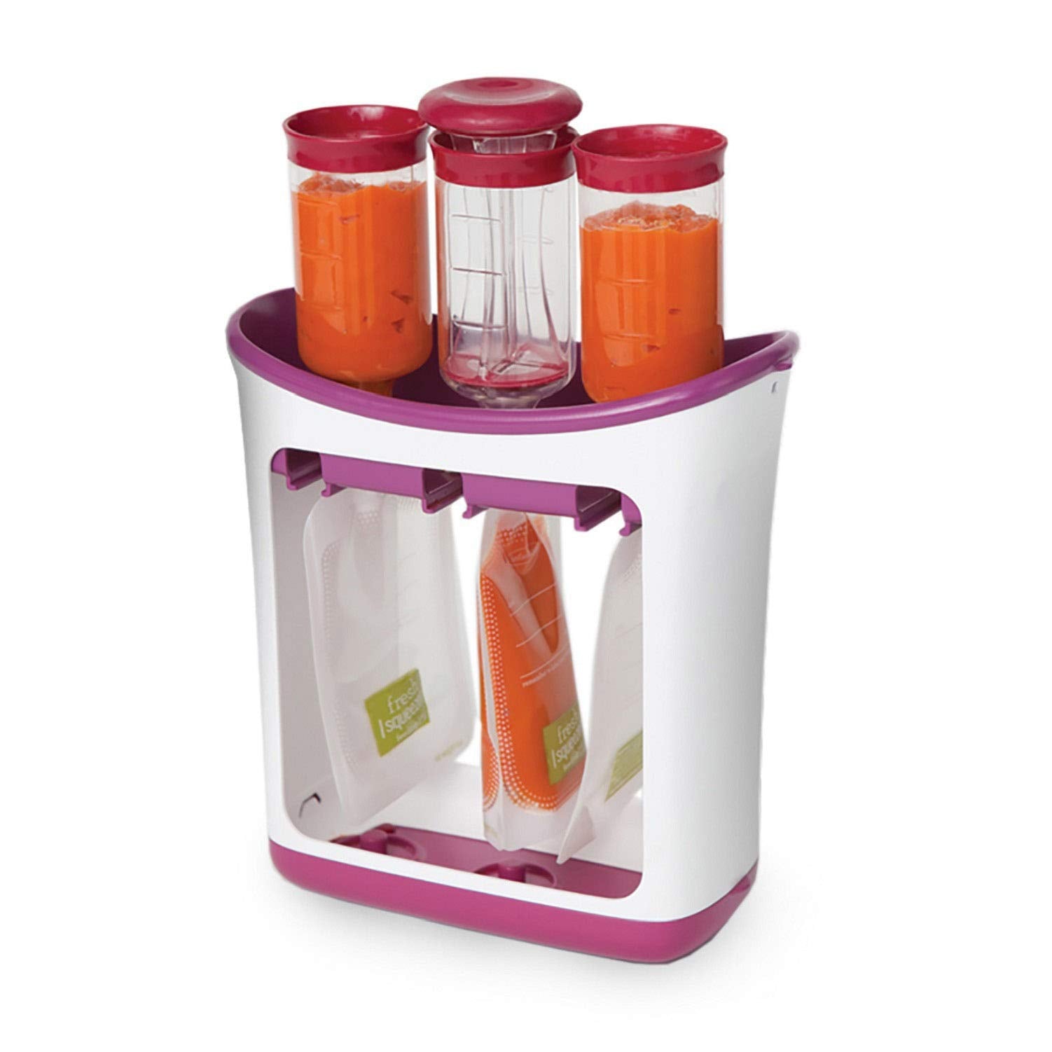Infantino Squeeze Station, Baby Food Maker & Pouch Filler, Fill 3 Reusable Pouches at Once, Easy to Use, Dishwasher Safe, Homema