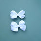 6 Pcs 3' Grosgrain Ribbon Hair Bows - Alligator Clips For Toddlers In Solid Color (White)