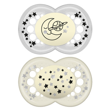 Mam Night Pacifiers (2 Count), Mam Pacifiers 6+ Months, Best Pacifier For Breastfed Babies, Glow In The Dark Pacifier, Baby Unis