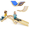 Costzon Climbing Toys for Toddlers, 3-in-1 Montessori Wooden Arch Climber Ladder Structure with Rock Climbing Ramp/Padding, Indo