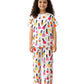 ANTHRILO Summer Nail Paint Short Sleeve Pyjama Set  White