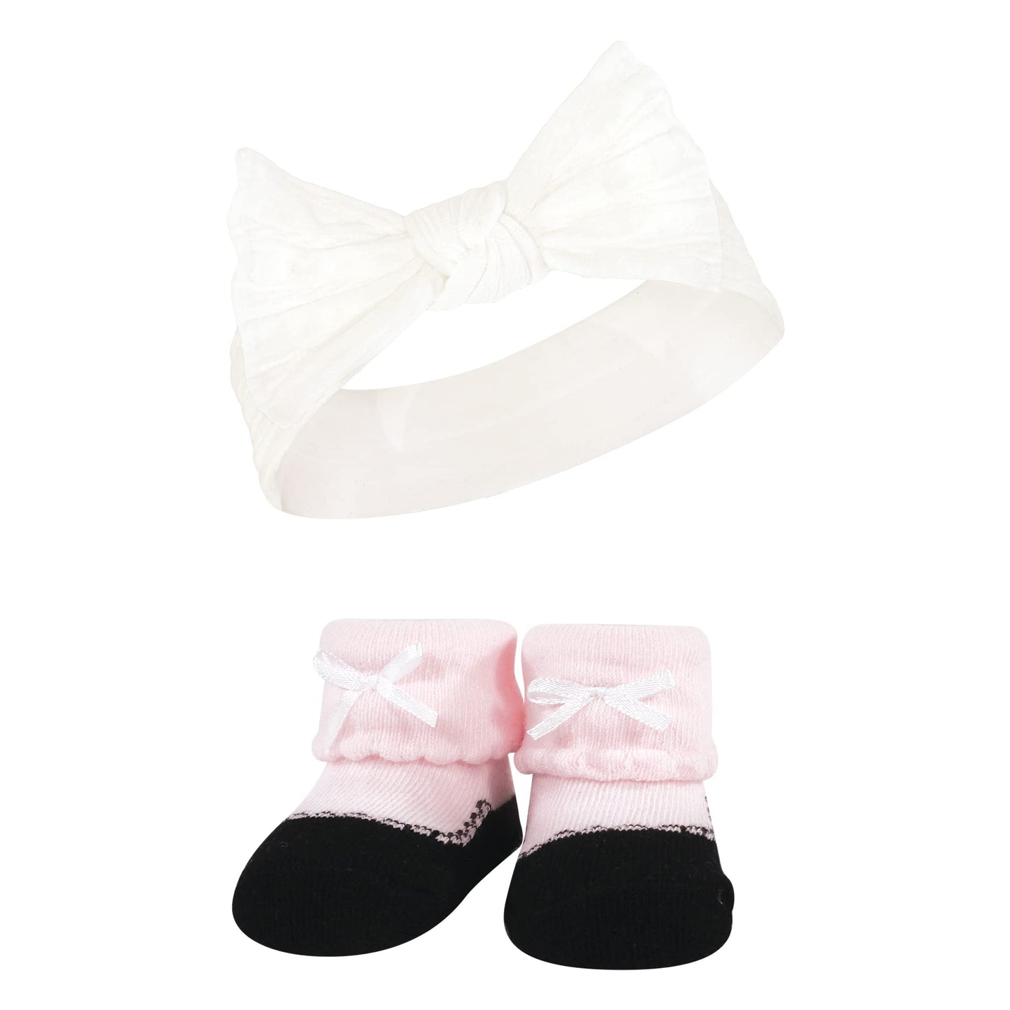 Hudson Baby Baby Girls' Headband And Socks Giftset, Pink Taupe, One Size