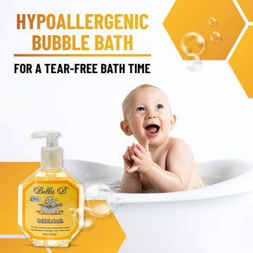 Bella B Bubble Bath For Baby & Kids 8 Oz - Organic Bubble Bath For Toddlers - Toddler Bubble Bath Tear-Free Baby Bubble Bath Org