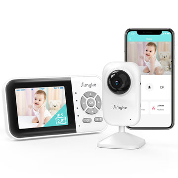 Simyke Upgrade Video Baby Monitor,WiFi Baby Camera,2.8 Display and App Control,1200ft Long Range,2 Way Talk,Auto Night Vision,So