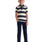 U.S. Polo Assn. Kids Kids Regular Fit Boys Cotton Striped Short Sleeves Polo TShirts (Uktshon0319_Blue_12M)