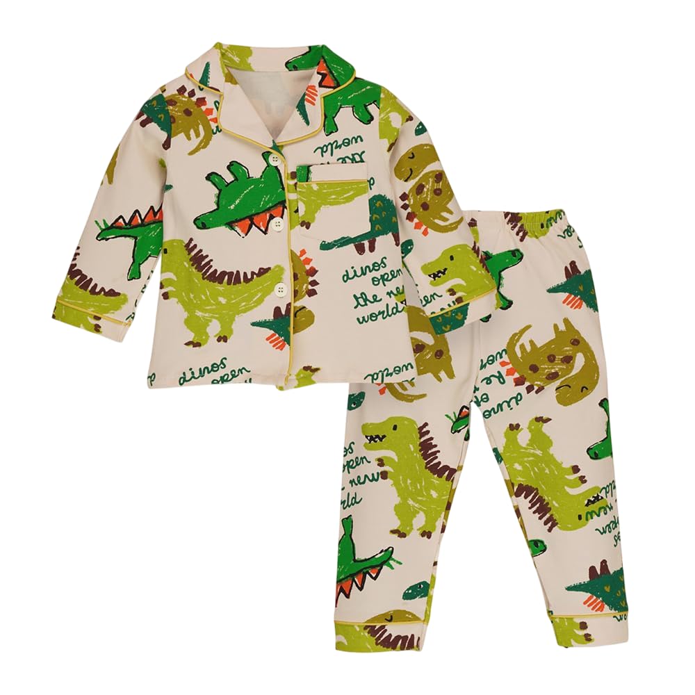 Little Surprise Box, Chalk Paint Dino Soft Cotton Kids Nightsuit34Y Green