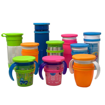 Custom Replacement Lids Compatible For All Munchkin Miracle 360 Cups. More Color Combination Available. Set Of Three In Blue, Pi