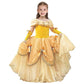 Myrisam Girls Belle Princess Dress Beauty And The Beast Costume Halloween Carnival Cosplay Christmas Birthday Ball Gown W/Arm Sl
