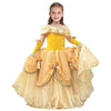 Myrisam Girls Belle Princess Dress Beauty And The Beast Costume Halloween Carnival Cosplay Christmas Birthday Ball Gown W/Arm Sl