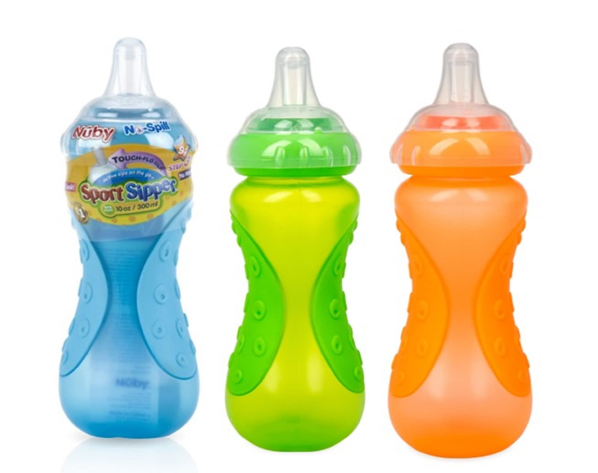 Nuby No Spill Sports Sipper Cup (Blue/Green/Orange)