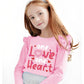 Toddler Girls Valentine Day Shirts Pink Ruffle Long Sleeve One Love One Heart Donut Tops For Kid Girl 2-3 Years