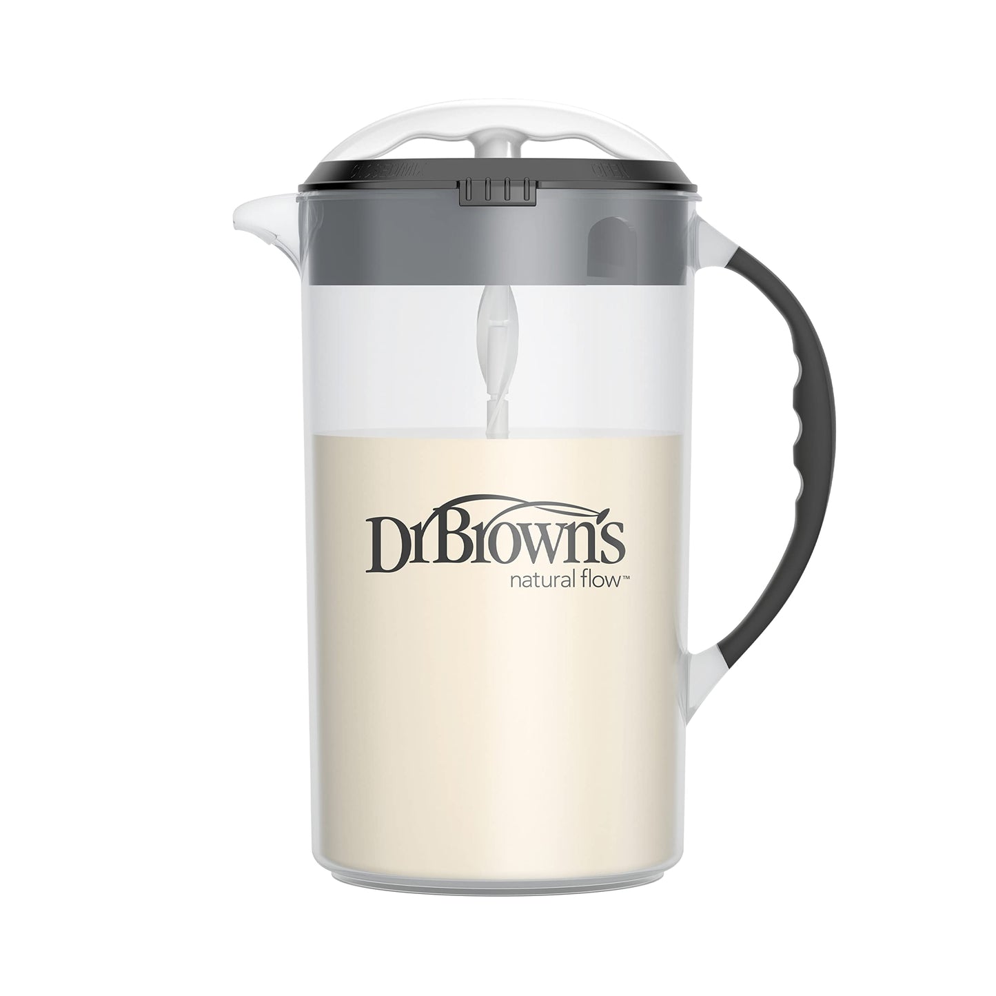 Dr. Brown'S Baby Formula Mixing Pitcher With Adjustable Stopper, Locking Lid, & No Drip Spout, 32Oz, Bpa Free, Black