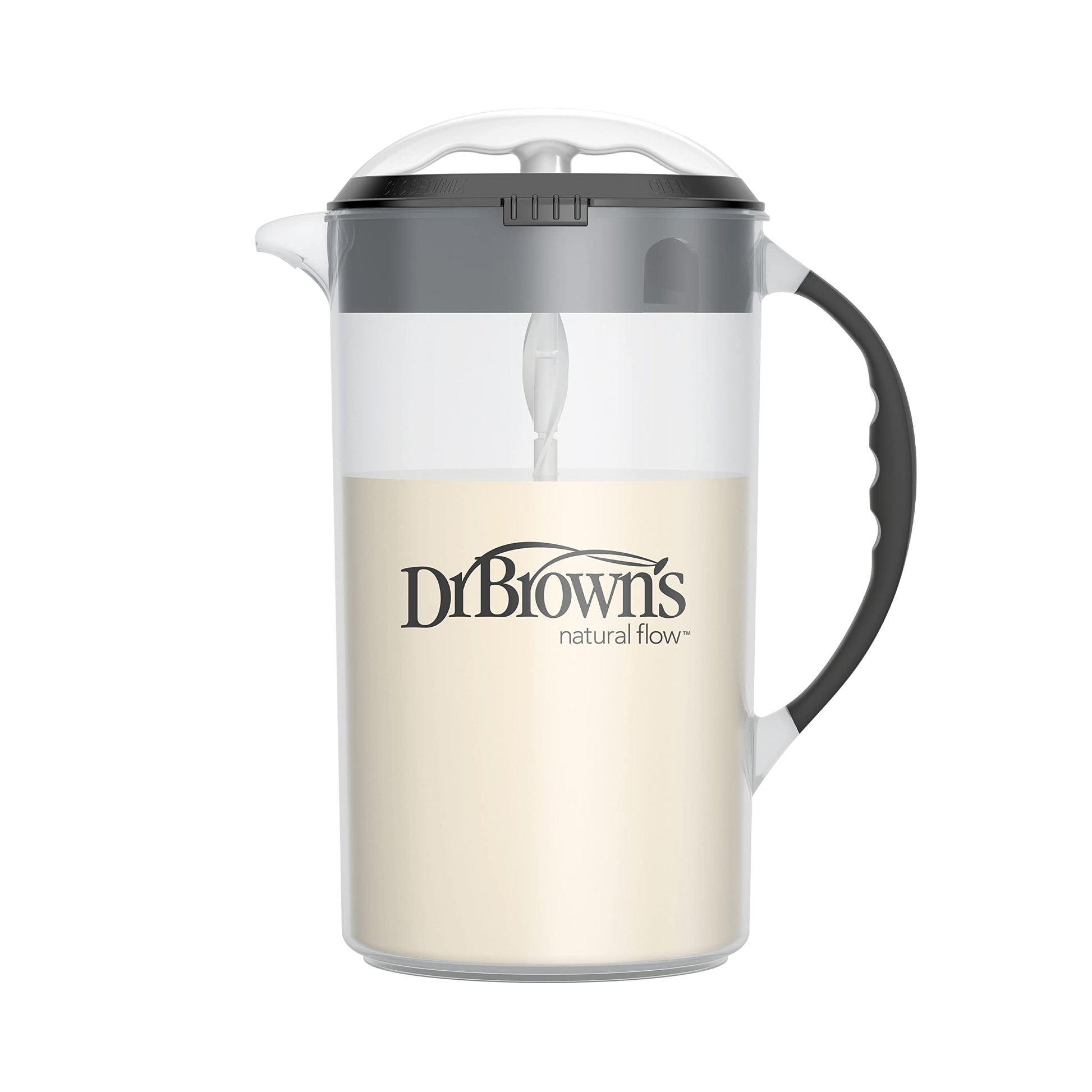 Dr. Brown'S Baby Formula Mixing Pitcher With Adjustable Stopper, Locking Lid, & No Drip Spout, 32Oz, Bpa Free, Black