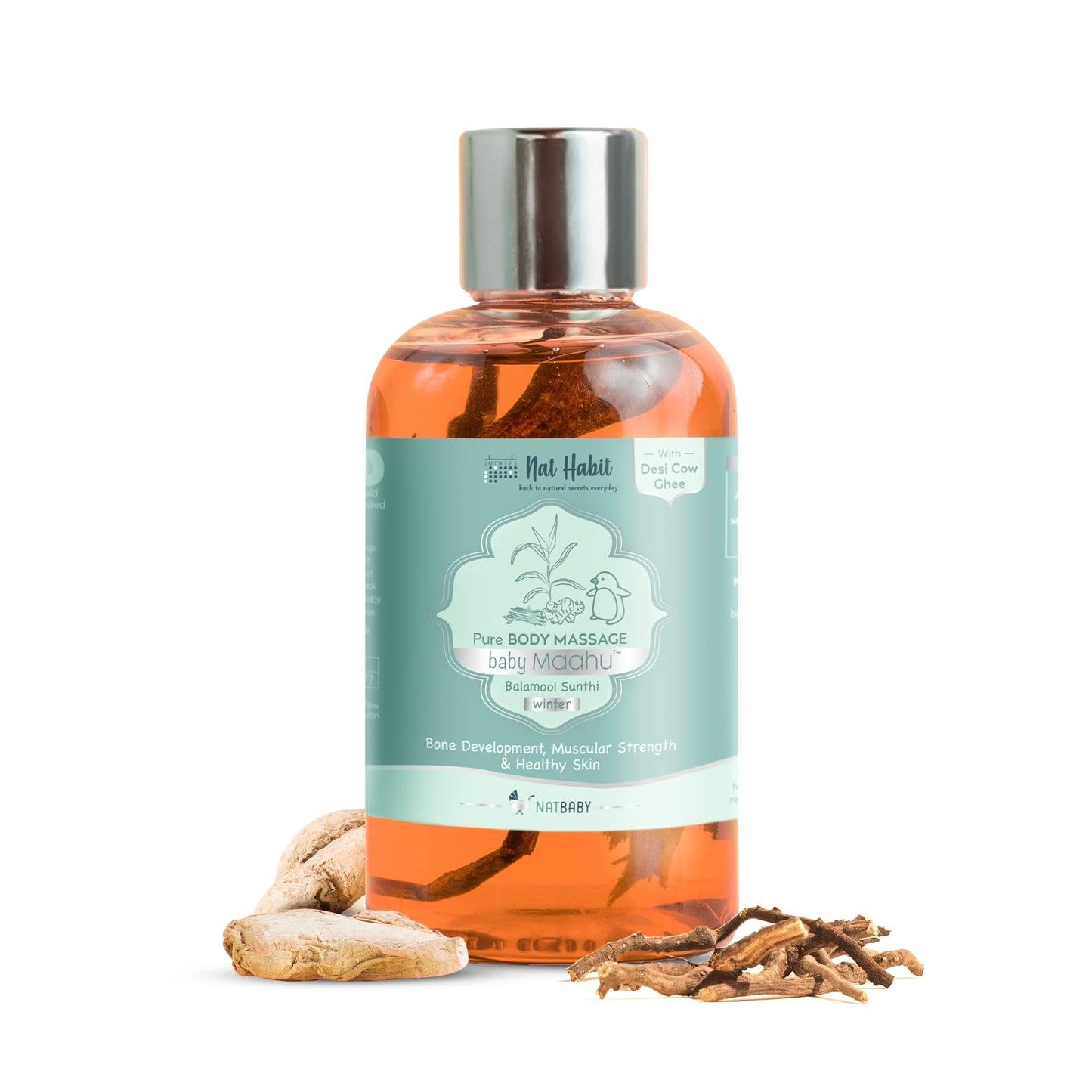Nat Habit Winter Maahu Baby Massage Oil  Balamool Sunthi For Bone Development, Muscular Strength & Healthy Skin  Suitable For 
