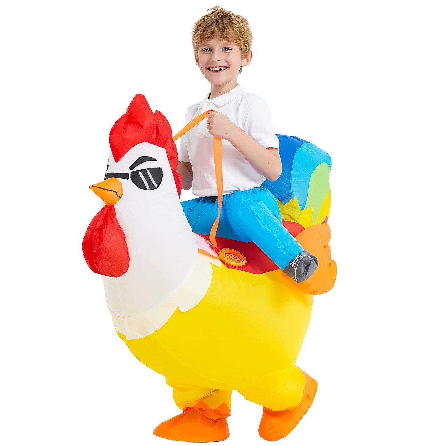 Kooy Inflatable Chicken Costume, Rainbow Chicken Inflatable Costume For Kids Blow Up Halloween Costumes (7-9Y)