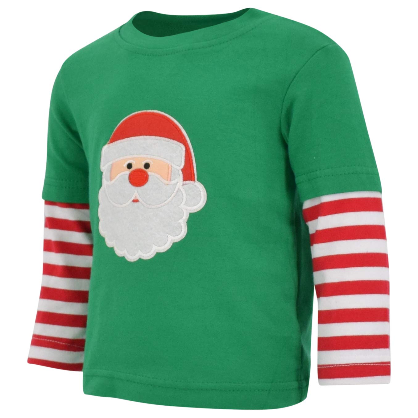 Unique Baby Unisex Layered Christmas Santa Shirt (4T) Green