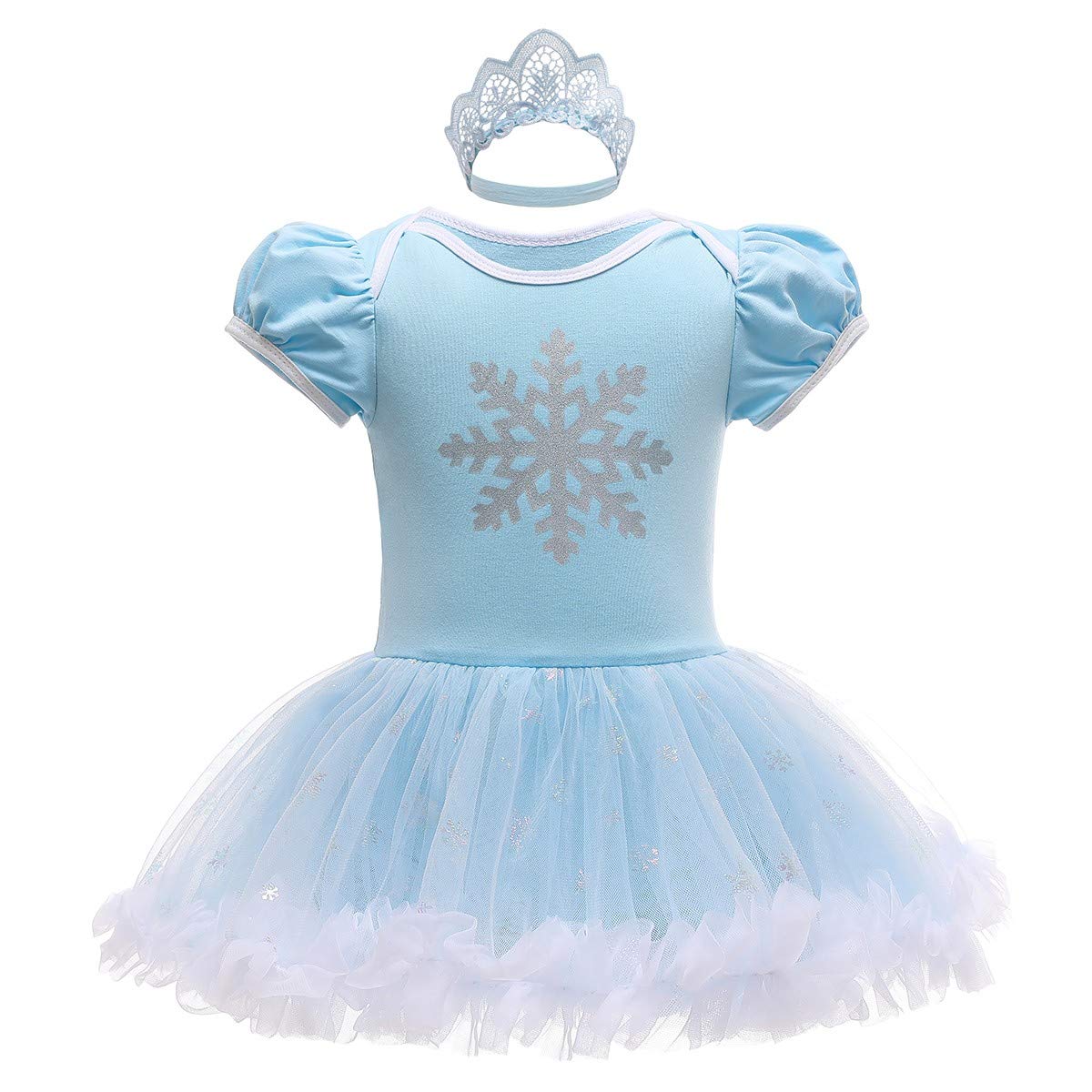 NEWEPIE Baby Girls Elsa Princess Costume Halloween Outifts Birthday Romper Tutu Dress w/Headband