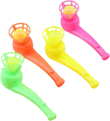 Jizlan 4Pcs Ball Blowing Toy - Balancing Blowing Game, Floating Blow Pipe Balls, Interactive Stress Reliever Floating, Blowing B