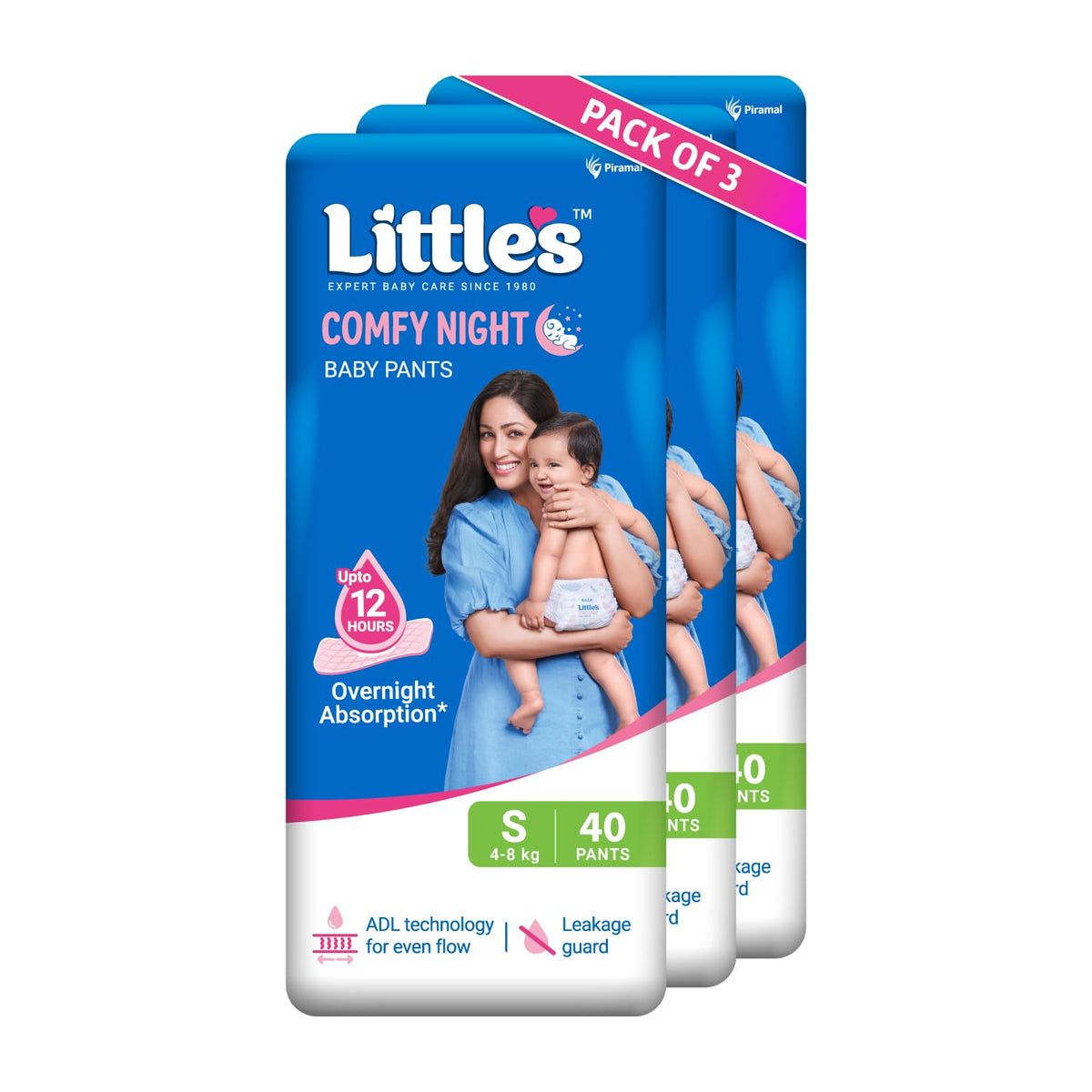 LittleS Baby Diapers S Size (Small) Pants Style | 48 Kg | 120 Count | Comfy Nights Baby Diaper Pants With Leakage Guard & Upto