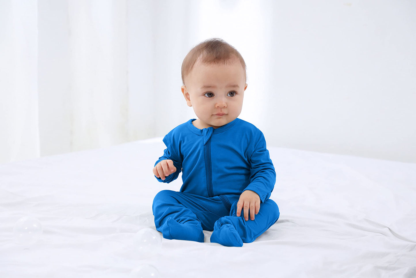 Guisby Baby Footed Pajamas With Mitten Cuffs, Double Zipper Rayon Sleeper Pjs 0-3 Months