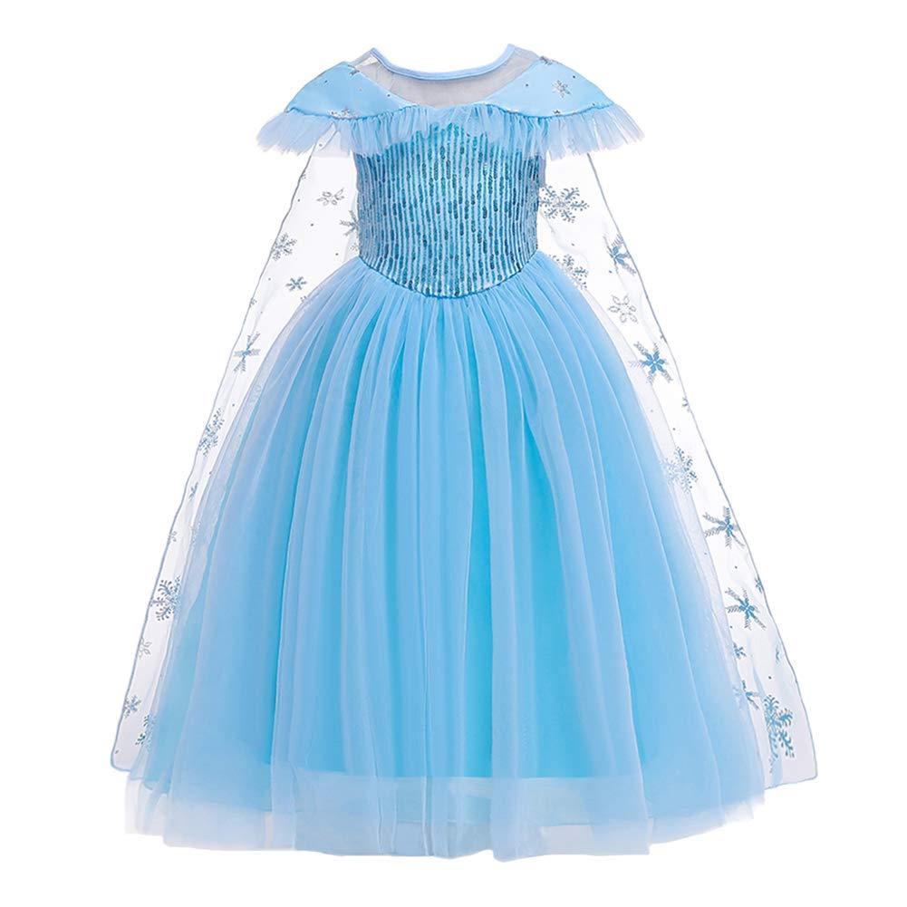 Rexreii Girls Frozen Elsa Princess Dress Halloween Costume Christmas Birthday Evening Party Ball Gown W/Accessories 7-8T